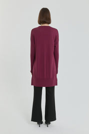 Ağaç Kabuğu Rayon Triko Tunik - Mürdüm