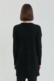 Ağaç Kabuğu Rayon Triko Tunik - Siyah