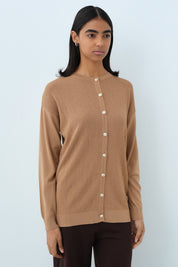 Ağaç Kabuğu Triko Blazer Hırka - Camel