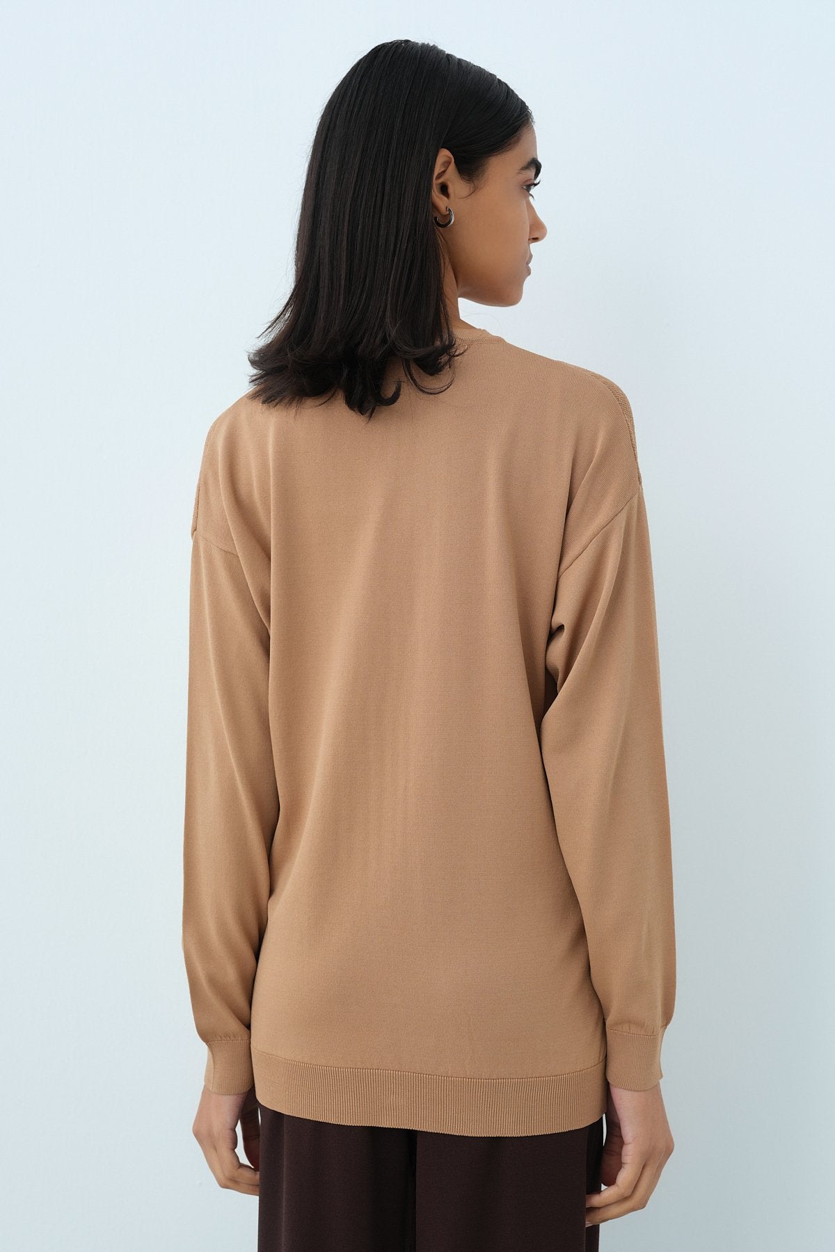 Ağaç Kabuğu Triko Blazer Hırka - Camel