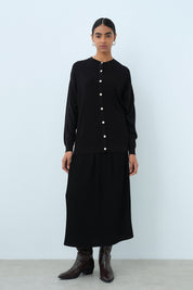 Ağaç Kabuğu Triko Blazer Hırka - Siyah