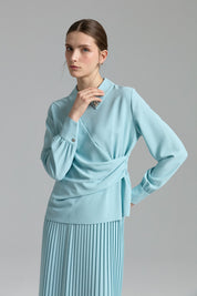 Accessory Detail Skirt and Blouse Set - Aqua