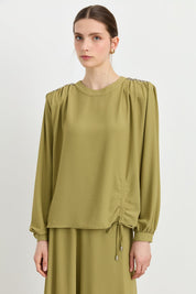 Accessory Detail Skirt and Blouse Set - Olive