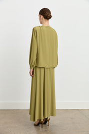 Accessory Detail Skirt and Blouse Set - Olive