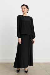 Accessory Detail Skirt and Blouse Set - Black