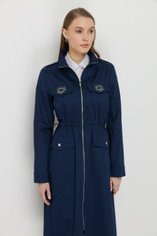 Accessory Detail Coat - Navy Blue