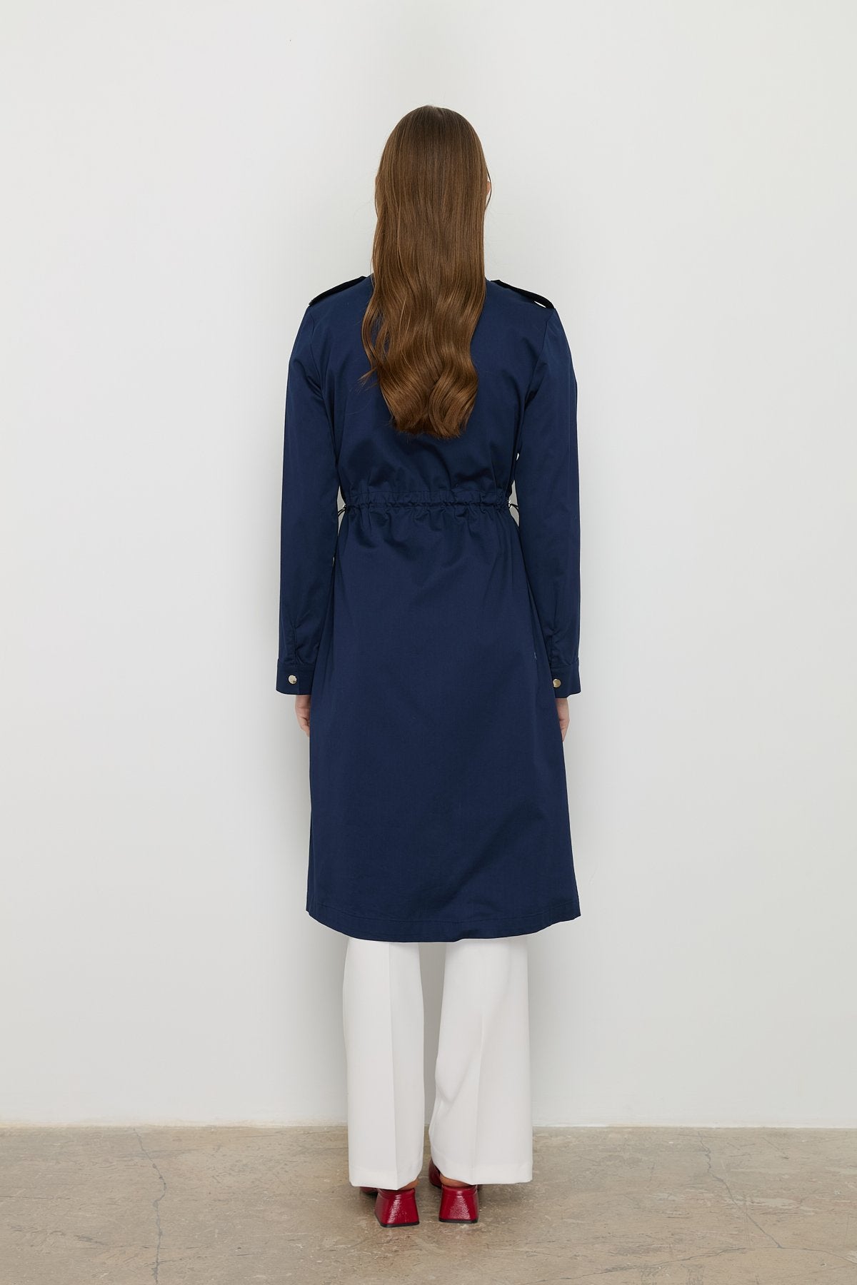 Accessory Detail Coat - Navy Blue