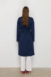 Accessory Detail Coat - Navy Blue