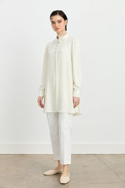 Stylish Tunic with Accessory Detail - Ecru