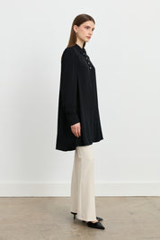 Stylish Tunic with Accessory Details - Black