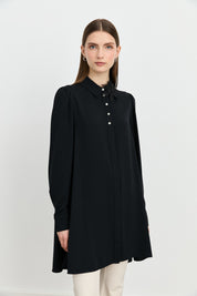 Stylish Tunic with Accessory Details - Black