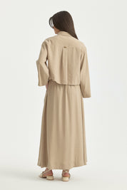 All-Detailed Modal Skirt Shirt Set - Beige