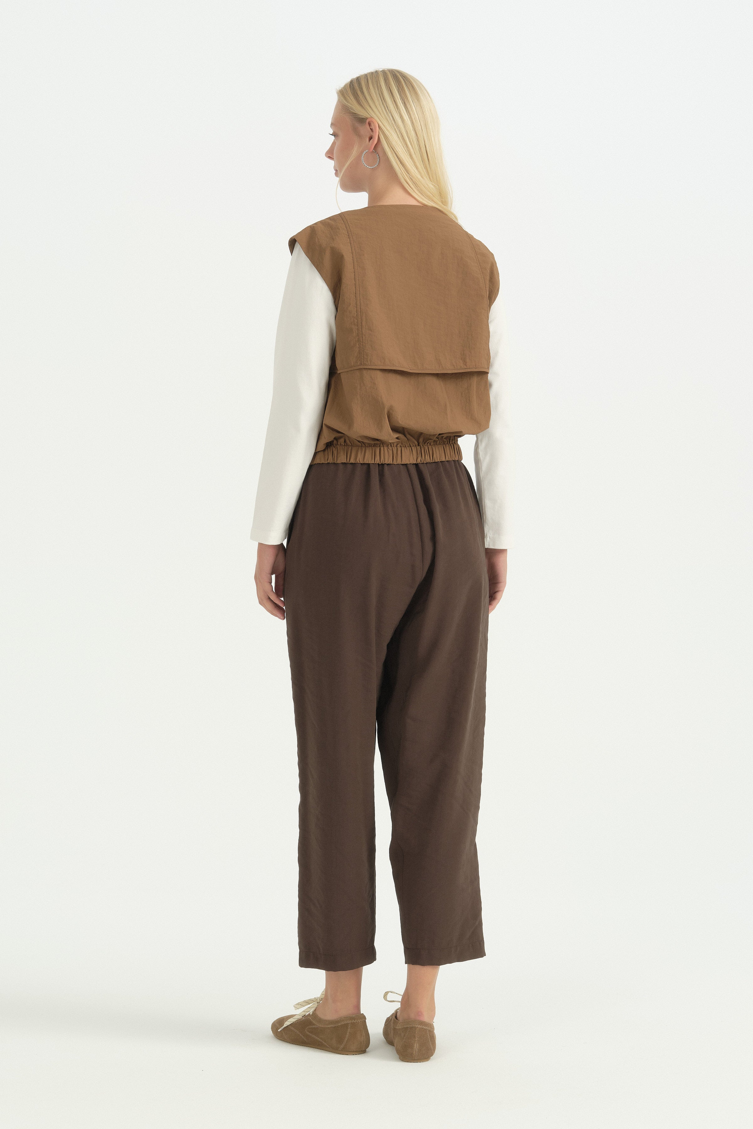Aller Detaylı Paraşüt Yelek - Açık Kahve
