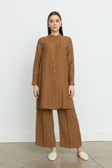 Tencel Tunic with Ruffles - Light Brown
