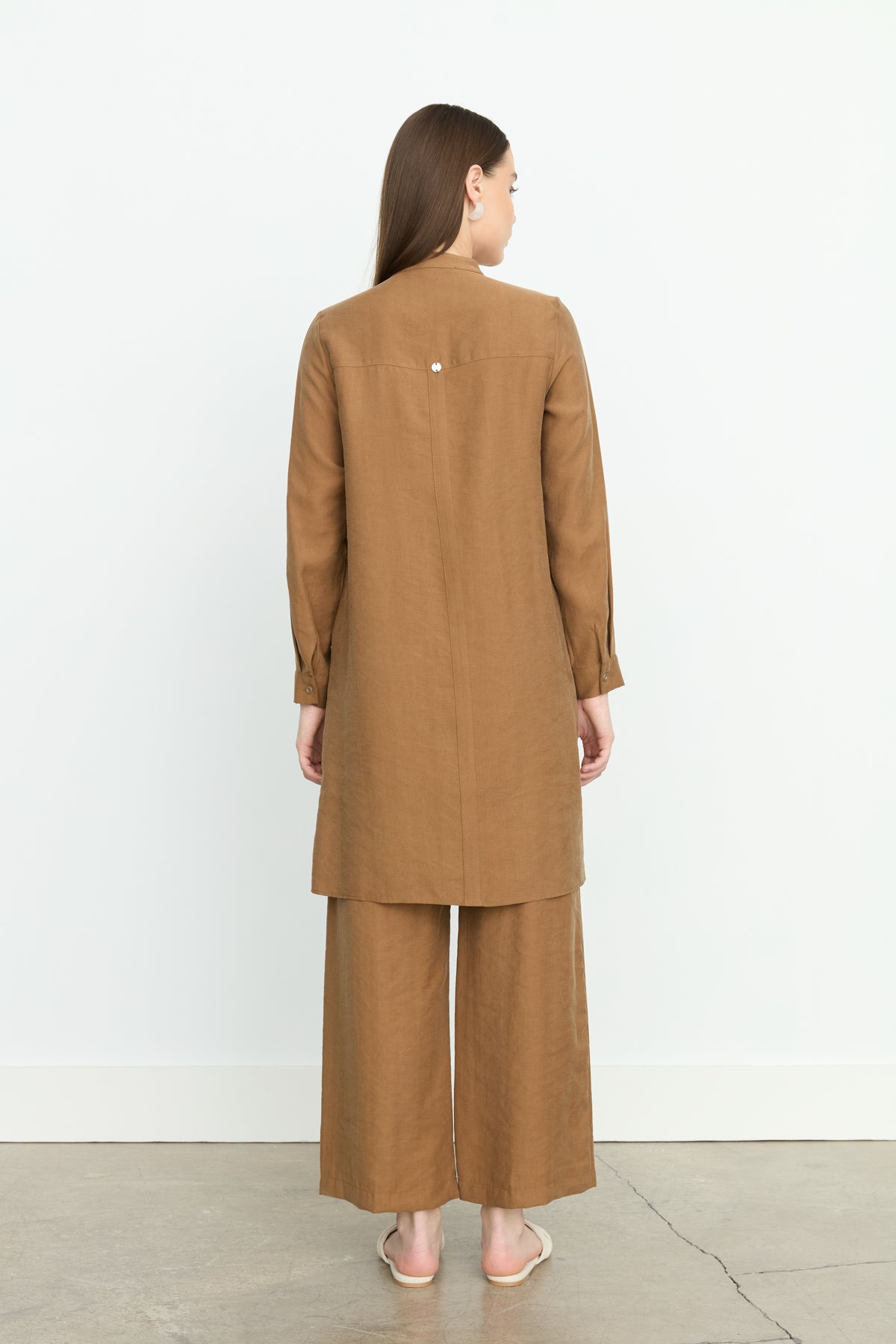 Tencel Tunic with Ruffles - Light Brown