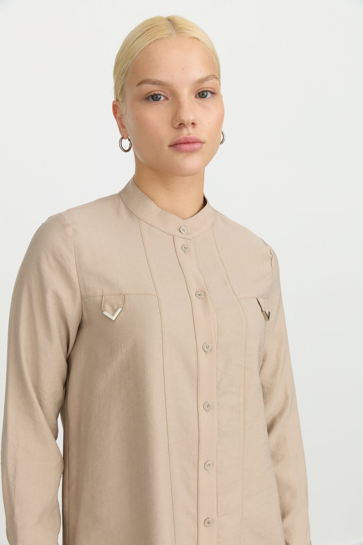 Aller Detailed Tencel Tunic - Beach