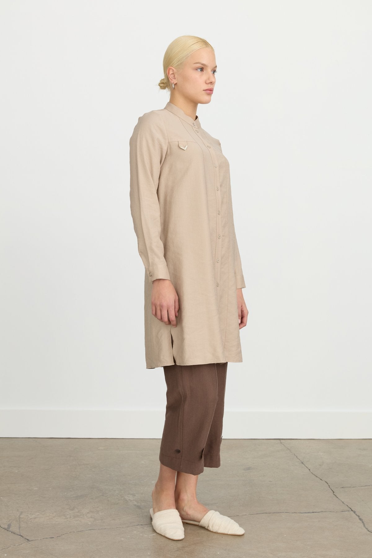 Aller Detailed Tencel Tunic - Beach
