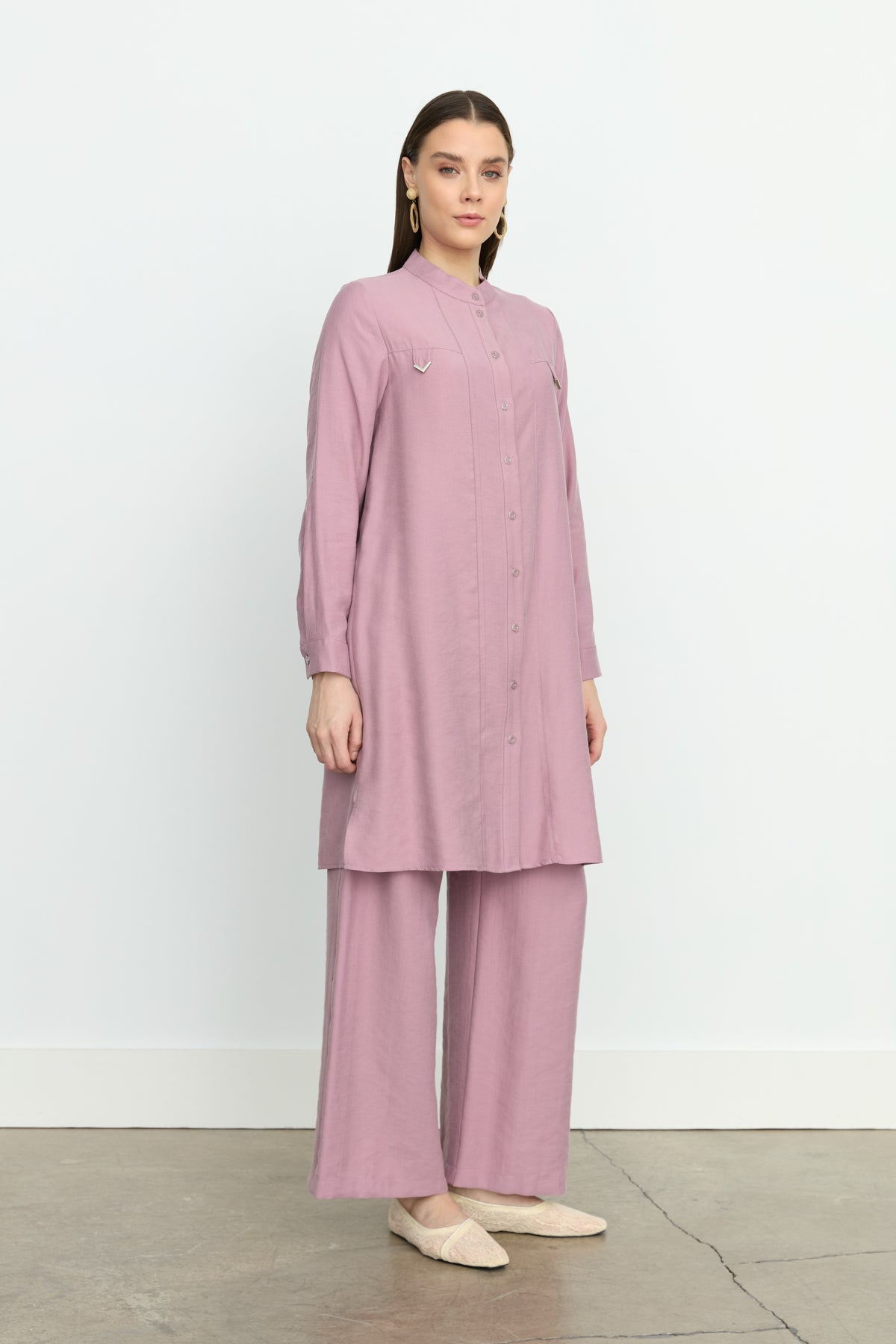 Aller Detaylı Tencel Tunik - Lavanta