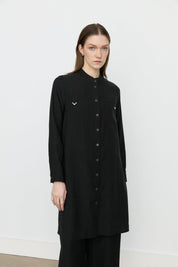 Aller Detailed Tencel Tunic - Black