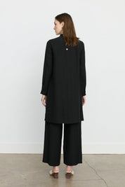 Aller Detailed Tencel Tunic - Black
