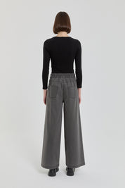 Apolet Detaylı Denim Pantolon - Füme