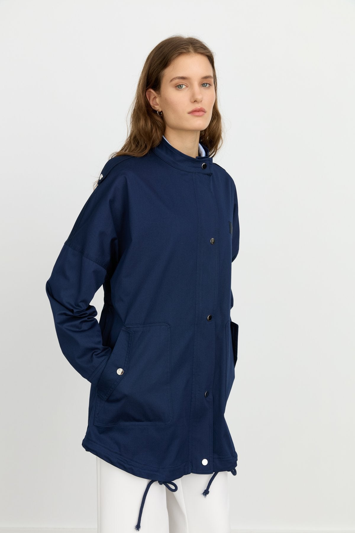 Apolet Detaylı Oversize Kap - Lacivert