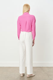 Double Pleated Palazzo Trousers with Elasticated Back Waist - Ecru