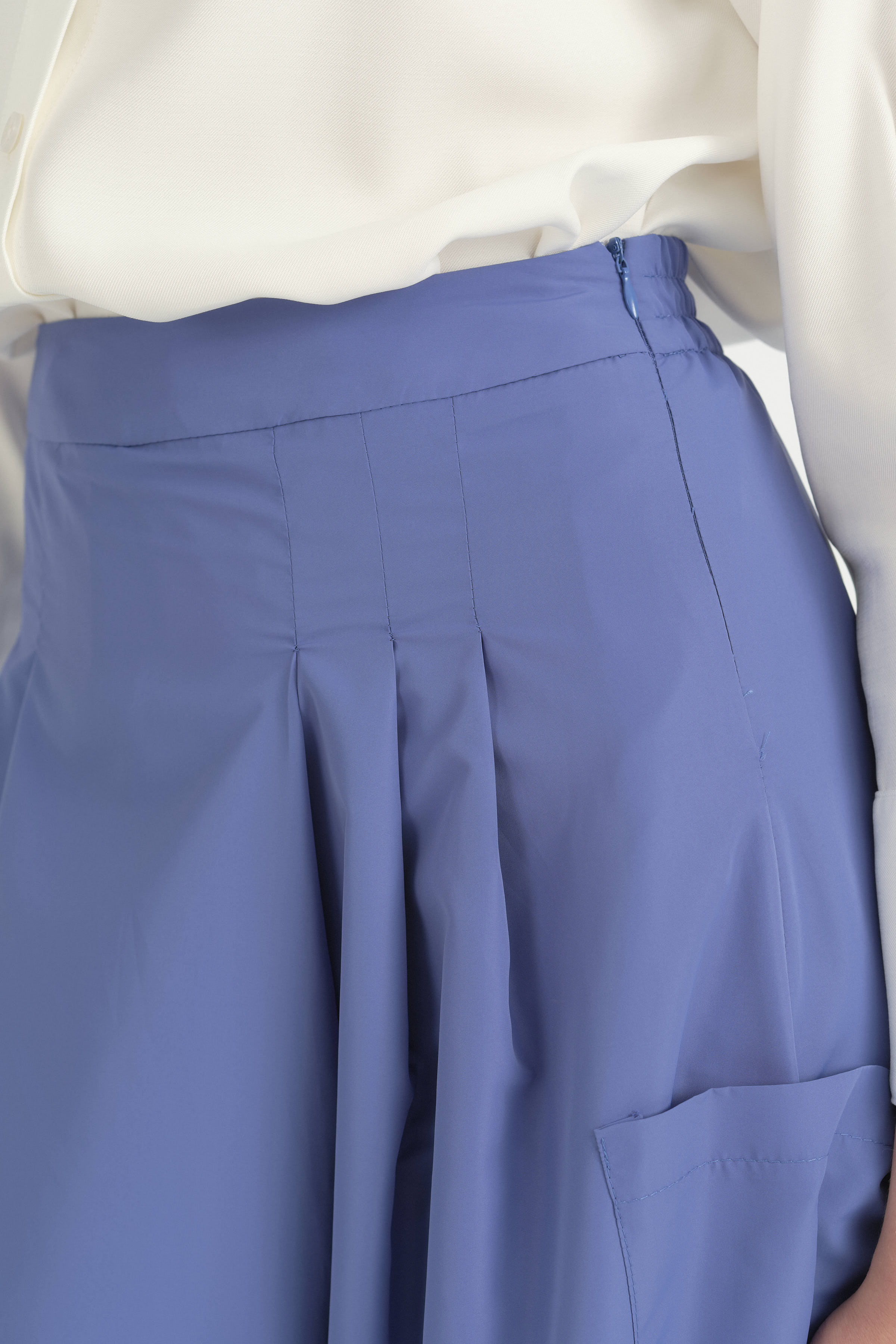 Arka Beli Lastikli Etek Pantolon - İndigo