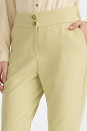 Carrot Basic Viscose Trousers with Elasticated Back Waist - Pistachio Green