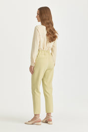 Carrot Basic Viscose Trousers with Elasticated Back Waist - Pistachio Green