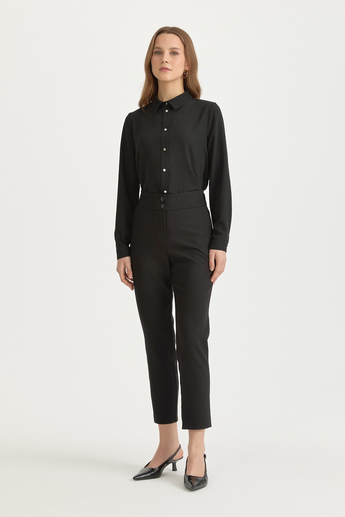 Black Carrot Basic Viscose Pants with Elastic Waist