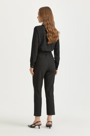Black Carrot Basic Viscose Pants with Elastic Waist