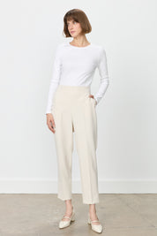 Carrot Pants with Elasticated Back Waist - Stone