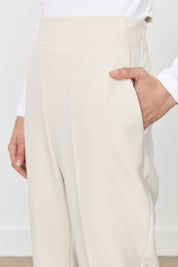 Carrot Pants with Elasticated Back Waist - Stone