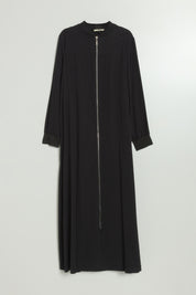 Arkası Dantel Tencel Abaya - Siyah