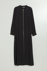 Arkası Dantel Tencel Abaya - Siyah