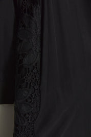 Arkası Dantel Tencel Abaya - Siyah