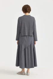 Asymmetric Shirred Modal Skirt - Dark Gray