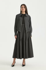 Asymmetrical Ruched Modal Skirt - Black