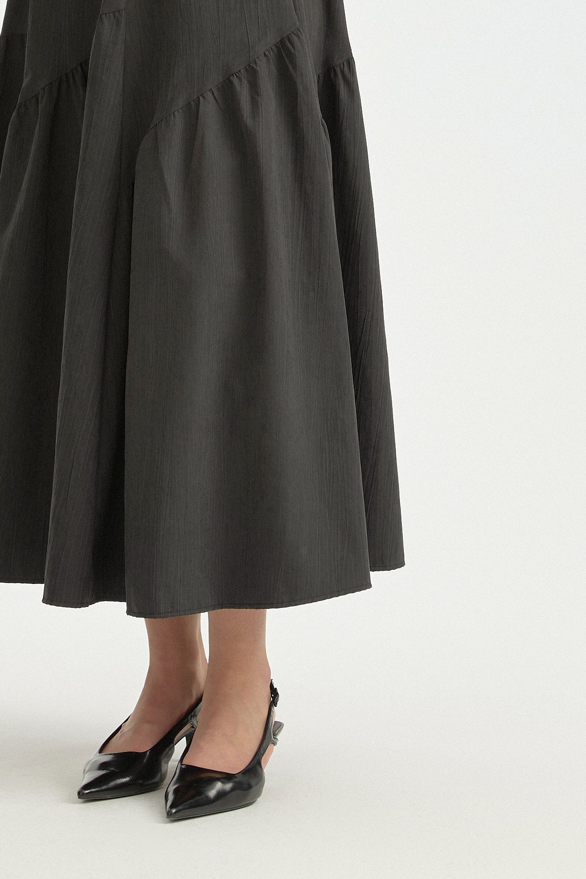Asymmetrical Ruched Modal Skirt - Black