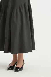 Asymmetrical Ruched Modal Skirt - Black