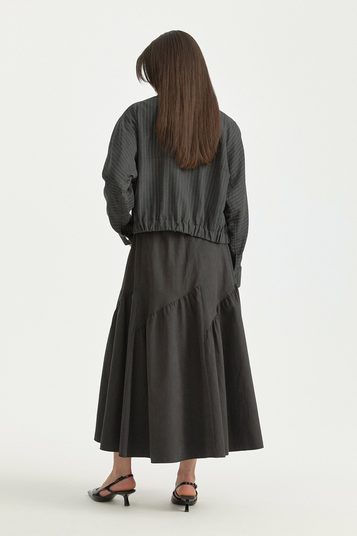 Asymmetrical Ruched Modal Skirt - Black