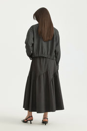 Asymmetrical Ruched Modal Skirt - Black