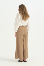 Asimetrik Kapama Bol Paça Modal Pantolon - Camel