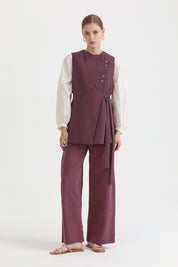 Asymmetric Closure Lyocell Vest - Plum