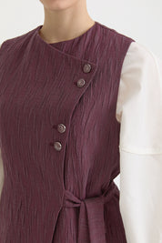 Asymmetric Closure Lyocell Vest - Plum