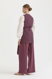 Asymmetric Closure Lyocell Vest - Plum