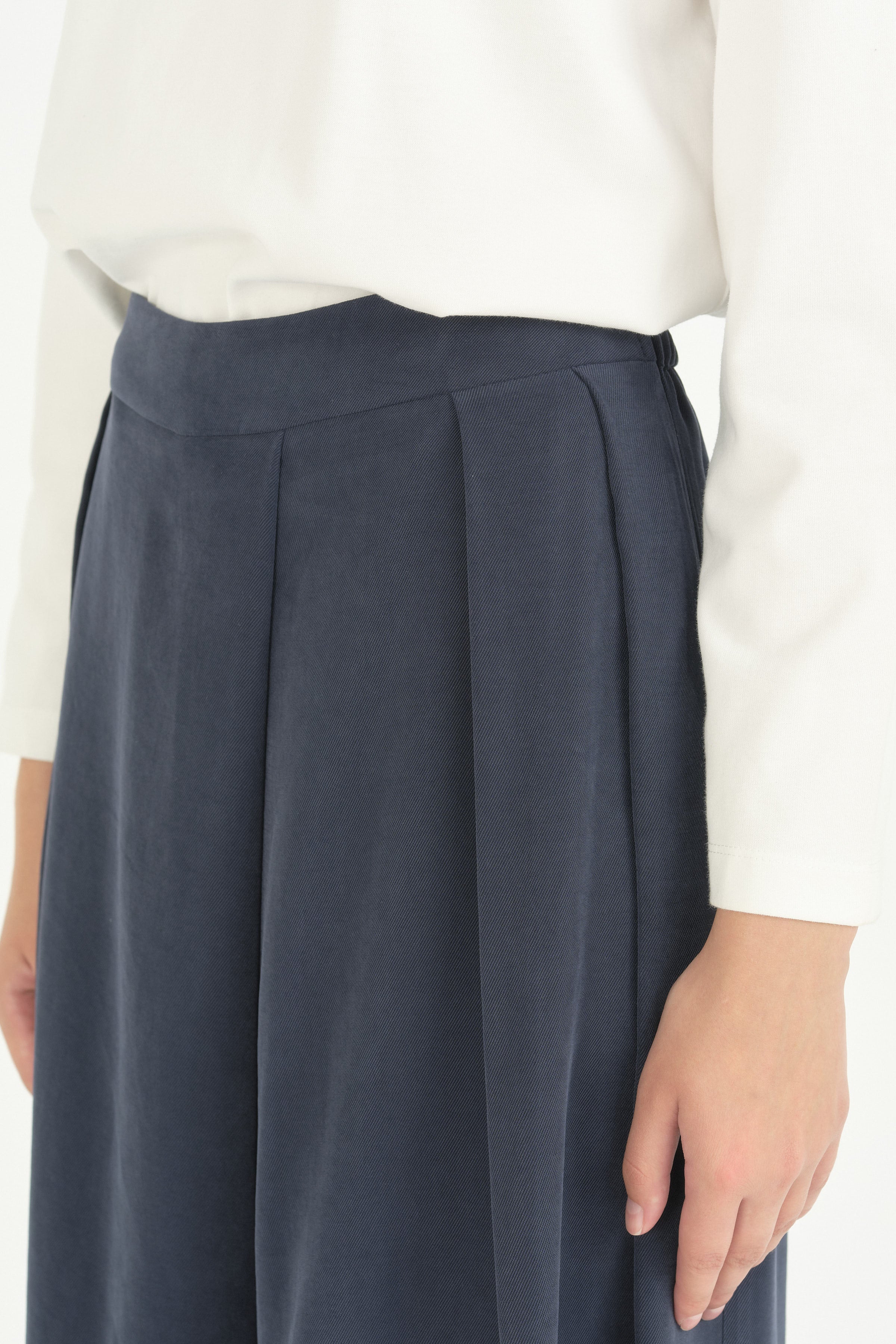 Asimetrik Pili Detaylı Bol Paça Pantolon - Lacivert