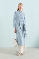 Asymmetrical Tunic with Stone Details - Light Blue
