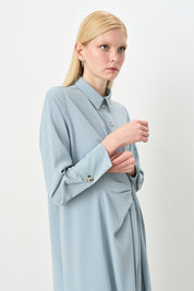 Asymmetrical Tunic with Stone Details - Light Blue